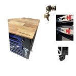 Toolcar Metallo Werkzeugwagen Werkstattwagen mit Werkzeugen und Holzwerkbank – Bild 3
