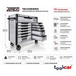APEX Jumbo Pro 12 Silver Werkstattwagen Werkzeugwagen mit Werkzeuge – Bild 2